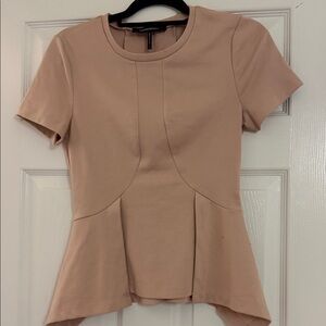 BCBGMaxAzria Blush Short Sleeve Peplum Top